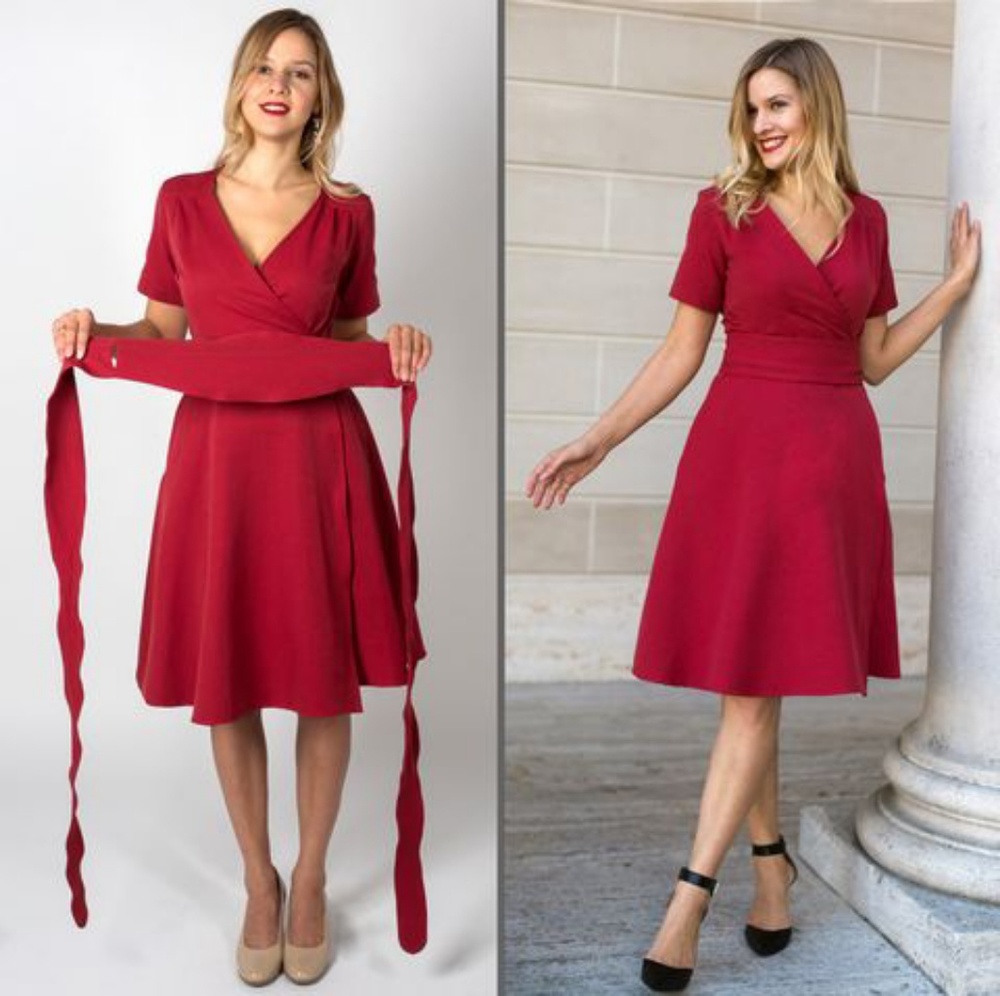 Beta brand Carol-Jean Wrap Dress (Red)
